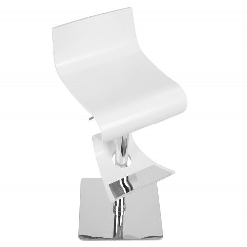 Height Adjustable Contemporary Barstool in White Viva LumiSource - 6