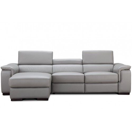 Modern grey leather sectional with chaise Alba