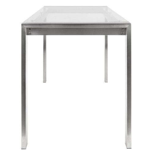 Contemporary Counter Table in Stainless Steel and Clear Glass Fuji LumiSource - 2
