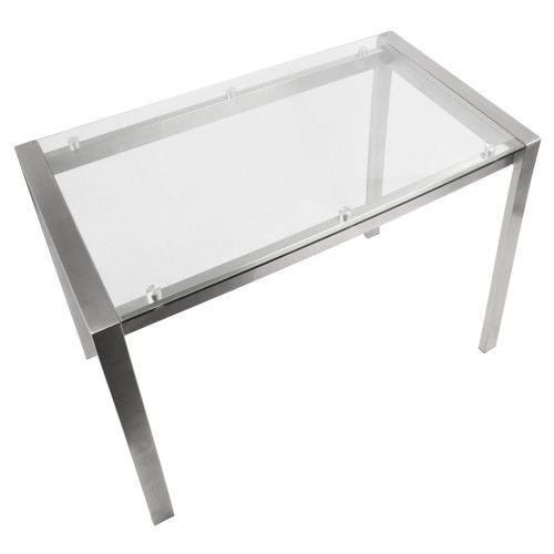 Contemporary Counter Table in Stainless Steel and Clear Glass Fuji LumiSource - 3