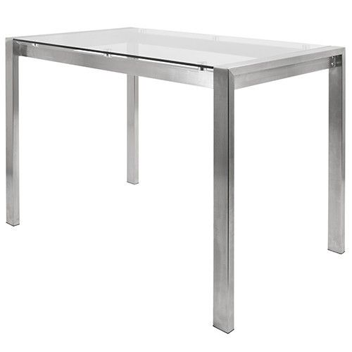 Contemporary Counter Table in Stainless Steel and Clear Glass Fuji LumiSource - 4