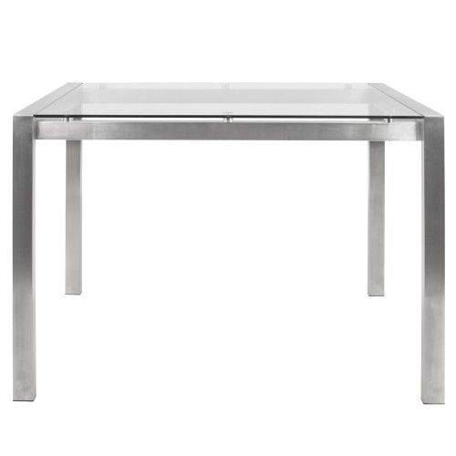 Contemporary Counter Table in Stainless Steel and Clear Glass Fuji LumiSource - 5