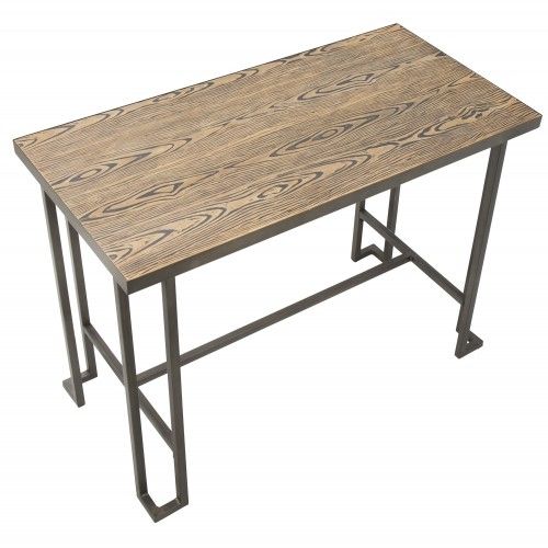 Industrial Counter Table with Wooden Top and Antique Frame Roman LumiSource - 3