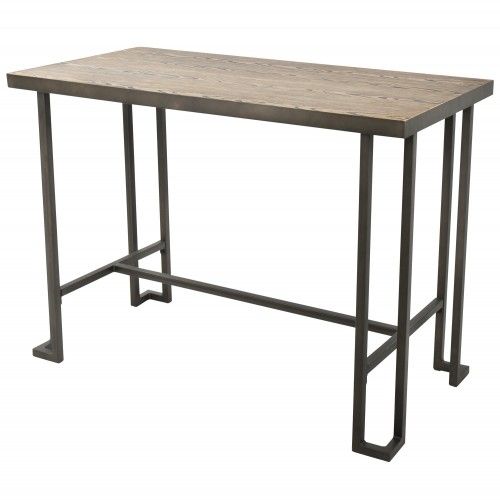 Industrial Counter Table with Wooden Top and Antique Frame Roman LumiSource - 4