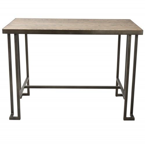 Industrial Counter Table with Wooden Top and Antique Frame Roman LumiSource - 5