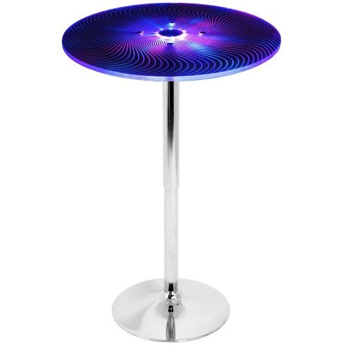 Light Up and Height Adjustable Contemporary Bar Table in Multi Spyra 