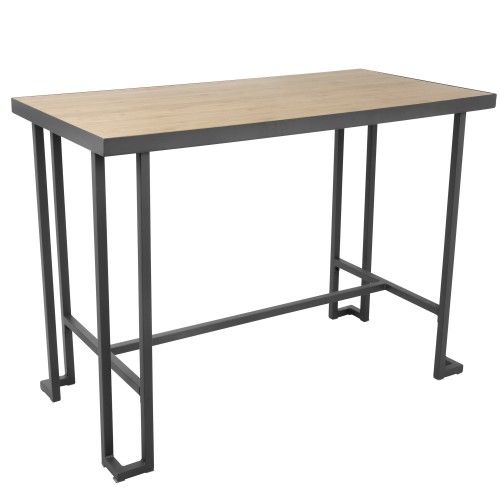 Industrial Counter Table in Grey Metal and Natural Bamboo Roman LumiSource - 1