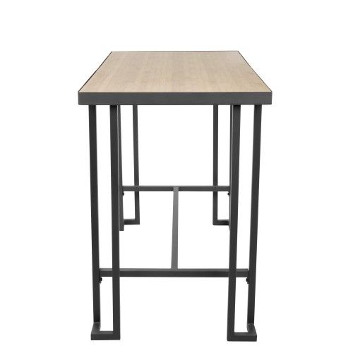 Industrial Counter Table in Grey Metal and Natural Bamboo Roman LumiSource - 2