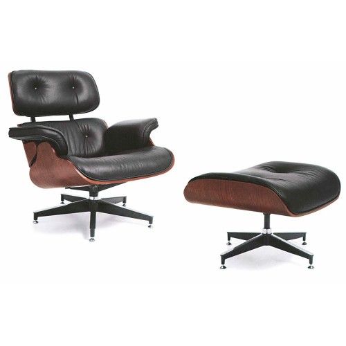 Modern Leather Lounge Chair and Ottoman Empire