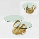 Modern glass swivel coffee table Ancona Gold
