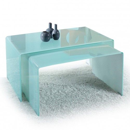 Modern glass coffee table set Planum