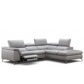Modern grey leather sectional with recliner Viola
