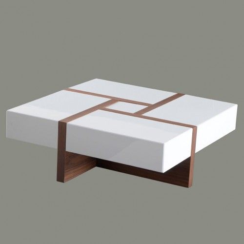 Modern white coffee table with drawers Taviano