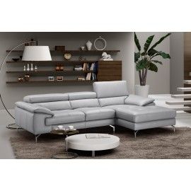 Modern grey leather sectional Liam