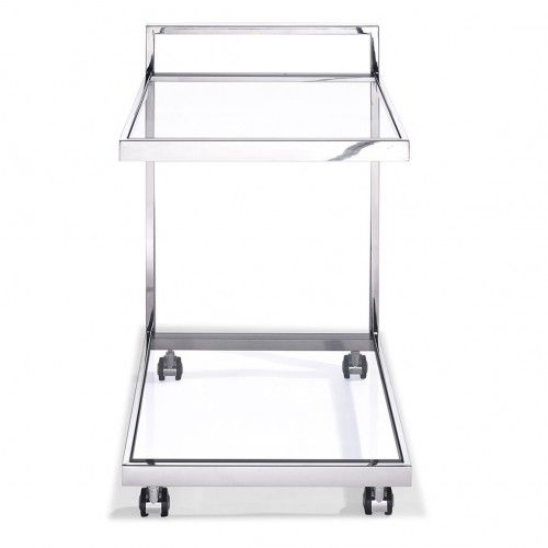 Modern glass side table on casters Libra