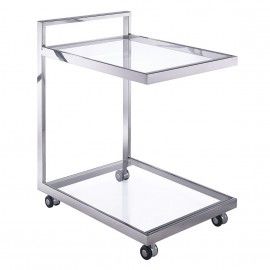 Modern glass side table on casters Libra