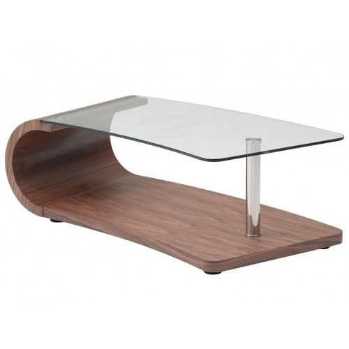 Modern Walnut and Glass Coffee Table Wind