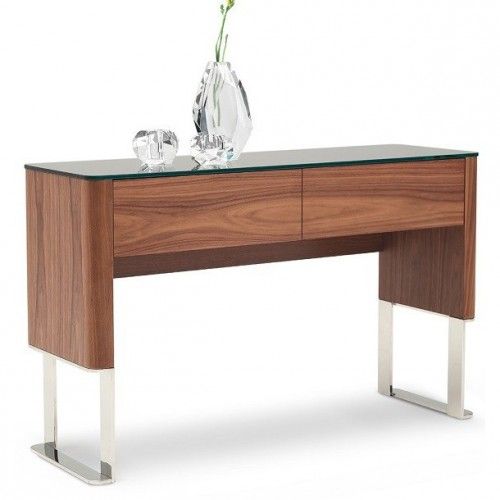 Modern walnut console table with drawers Melody