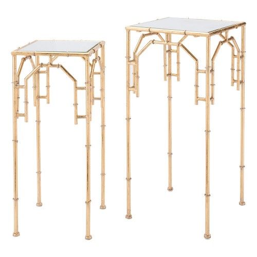 Set of 2 Side Tables Bamboo
