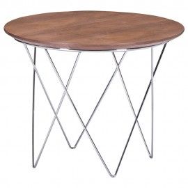 Modern Round Walnut Side Table Macho