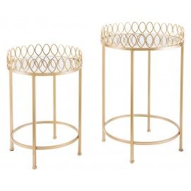 Set of 2 Modern Gold Tray Tables Aura