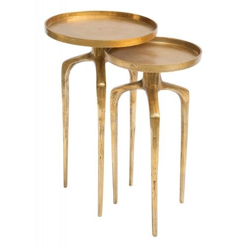 Set of 2 Modern Gold Tray Tables Como