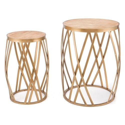 Set of 2 Side Tables Criss Cross