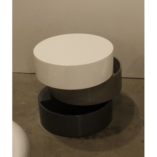 Contemporary transforming round end table with storage Kuji