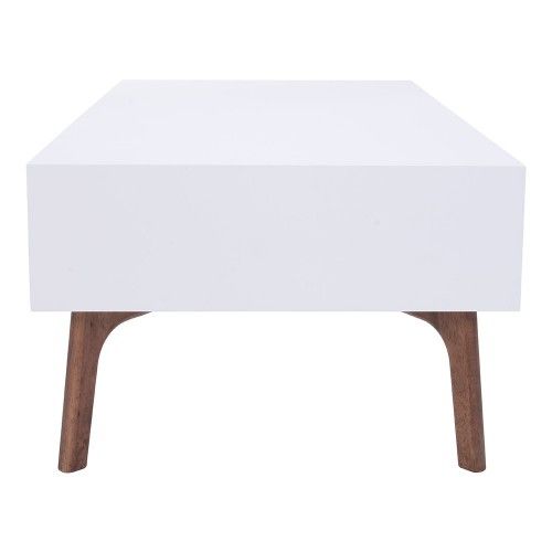Modern White Coffee Table with Drawers Padre