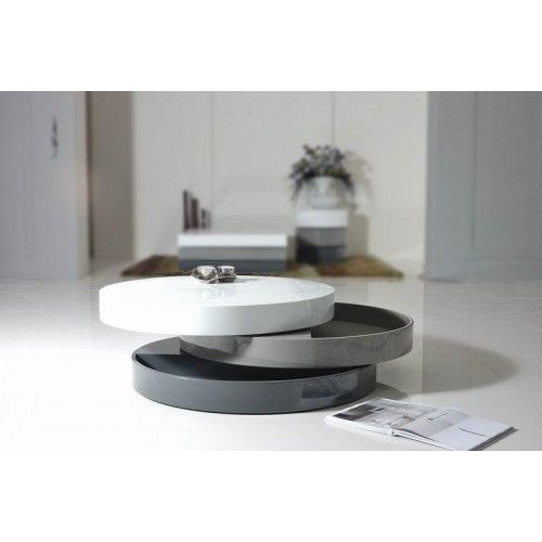 Contemporary transforming round coffee table with storage Mooka