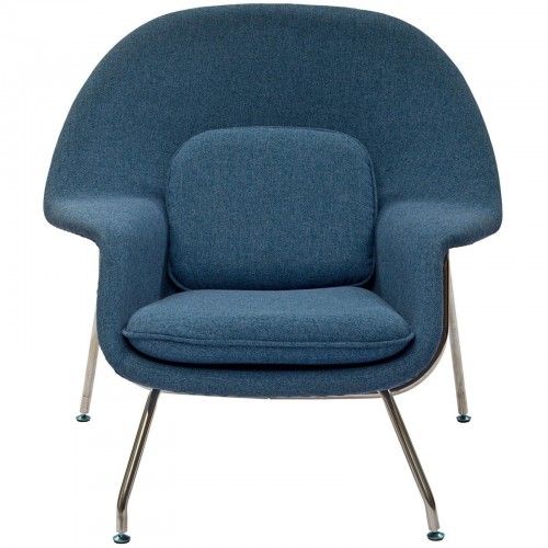 Modern Blue Fabric Lounge Chair with ottoman Wall Street