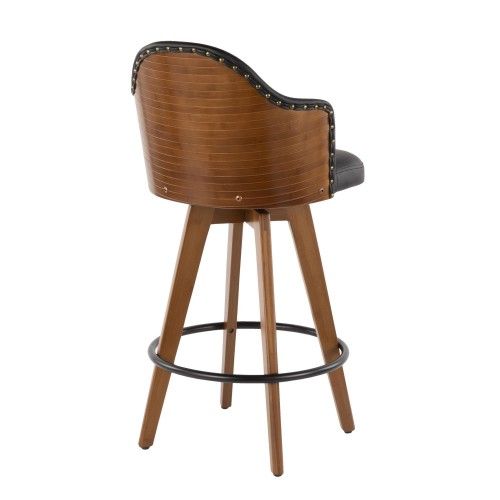 Modern Counter Stool in Walnut and Black Ahoy