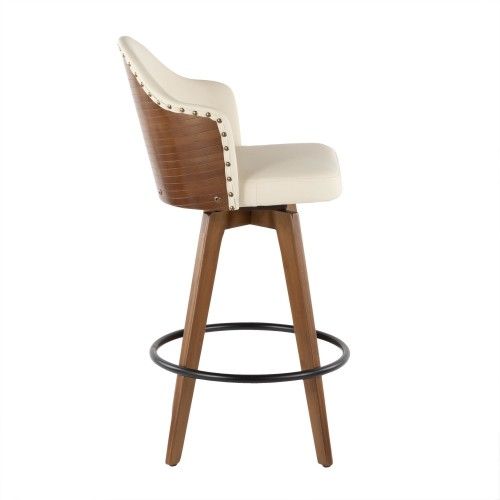 Modern Counter Stool in Walnut and Cream Ahoy