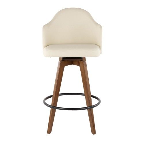 Modern Counter Stool in Walnut and Cream Ahoy