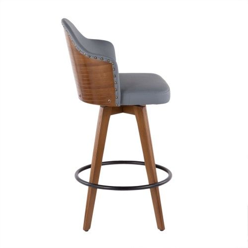 Modern Counter Stool in Walnut and Grey Ahoy