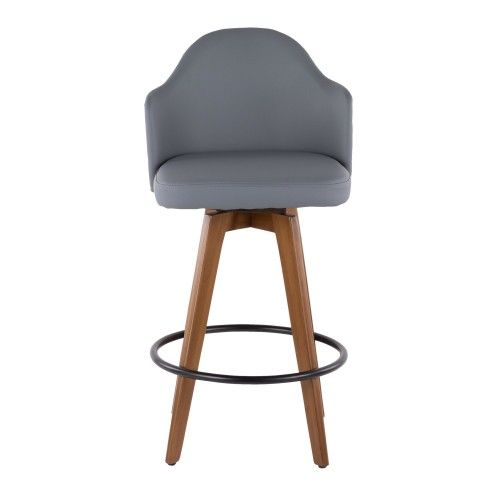 Modern Counter Stool in Walnut and Grey Ahoy