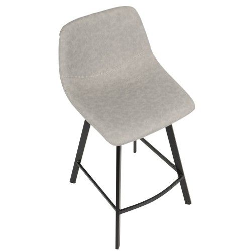 Set of 2 Industrial Counter Stools in Grey PU Outlaw LumiSource - 6