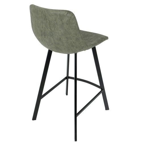 Set of 2 Industrial Counter Stools in Green PU Outlaw LumiSource - 3