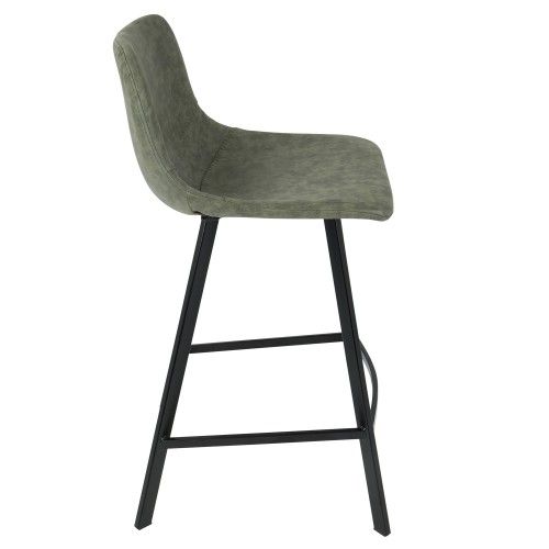 Set of 2 Industrial Counter Stools in Green PU Outlaw LumiSource - 4