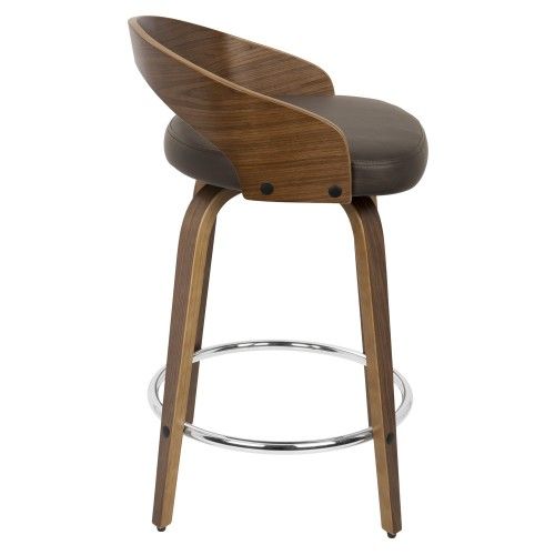  Edit: Set of 2 Mid-Century Modern Counter Stools in walnut and brown Grotto 