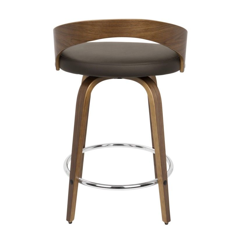 Mid Century Modern Counter Stools, Grotto Bar Stool Walnut And Brown
