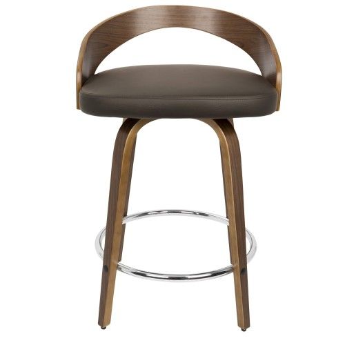  Edit: Set of 2 Mid-Century Modern Counter Stools in walnut and brown Grotto 