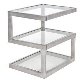 Modern Glass and Metal Side Table with Shelf Supra