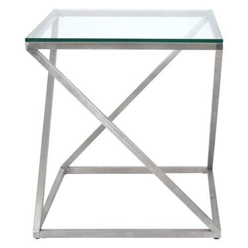 Modern Glass and Metal Side Table Pyramid