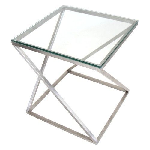 Modern Glass and Metal Side Table Pyramid