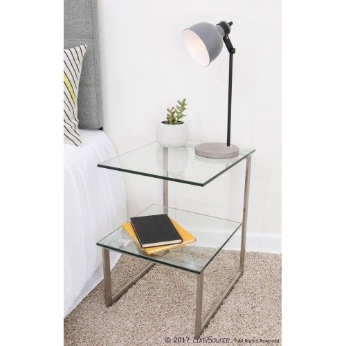 Modern Side Table with Shelf Ivy