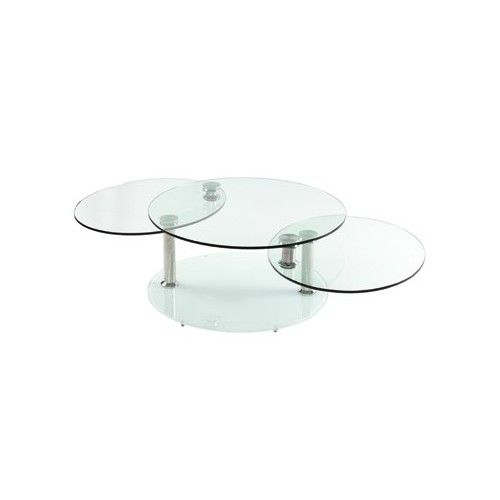 Swivel clear glass and chrome coffee table Orbital White