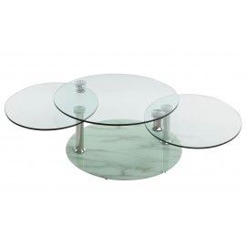 Swivel clear glass and chrome coffee table Orbital Marble