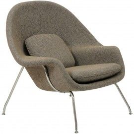 Modern Oatmeal Fabric Lounge Chair with ottoman Wall Street