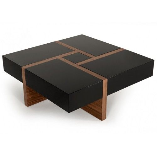 Modern black coffee table with drawers Alezio